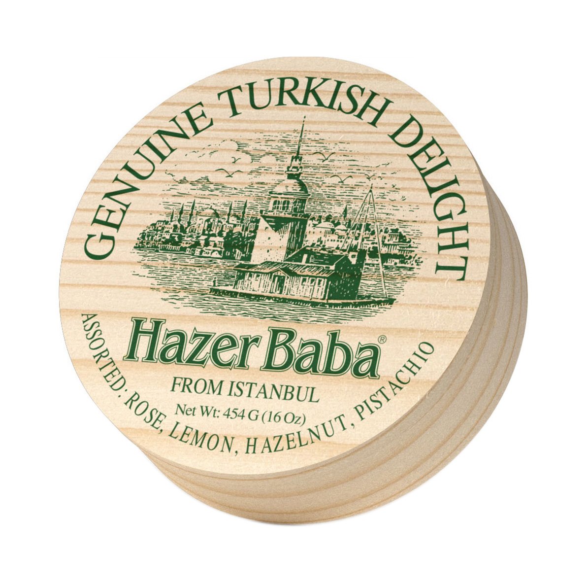 Hazerbaba Assorted Wood Drum Turkish Delight 454gr