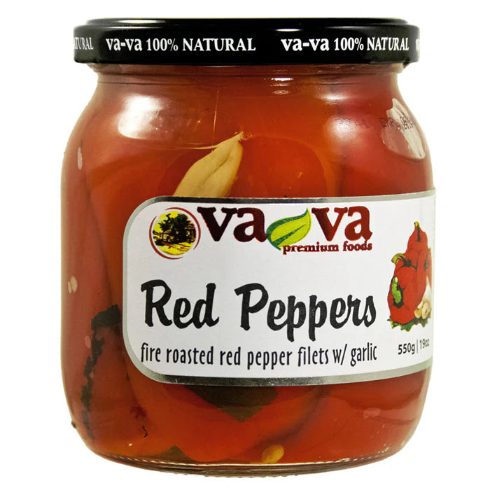 Vava Fire Roasted Red Peppers With Garlic 550gr