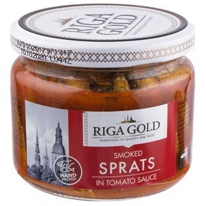 Riga Gold Smoked Sprats In Tomato Sauce 250gr