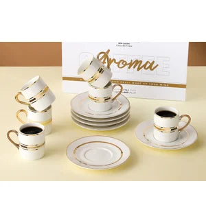 Aroma Coffee Cup 12pc Set 100cc Gold