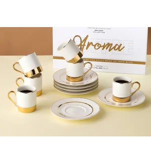 Aroma Coffee Cup 12pc Set Gold (MTS1013)